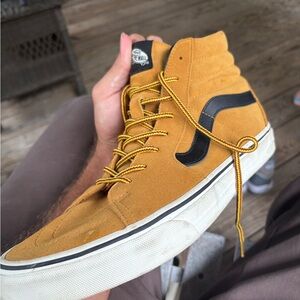 Vans Men's Mustard and Black High-Top Sneakers